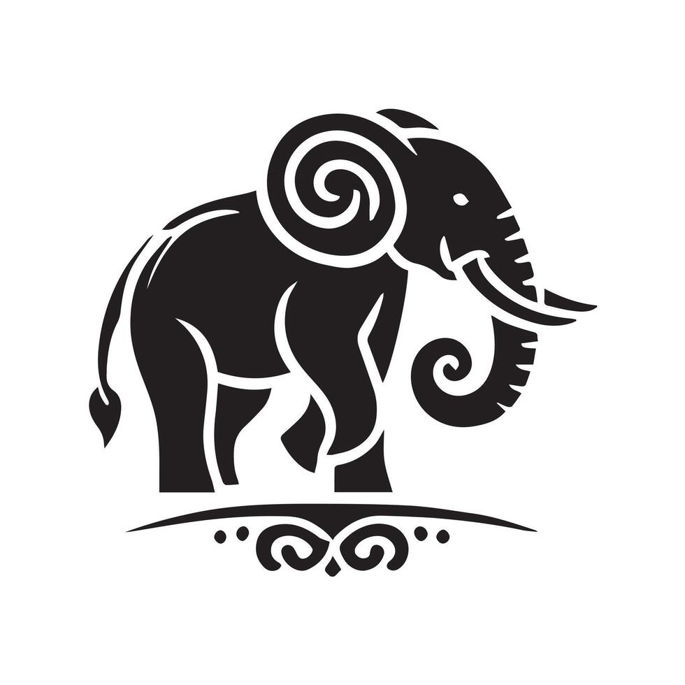 Silhouetted Elephant, Perfect for Wildlife Prints vector