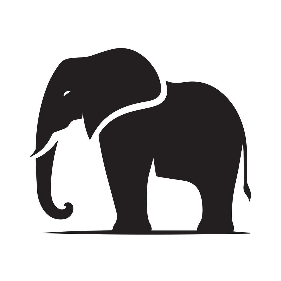 A stylized, silhouette graphic of an elephant. vector