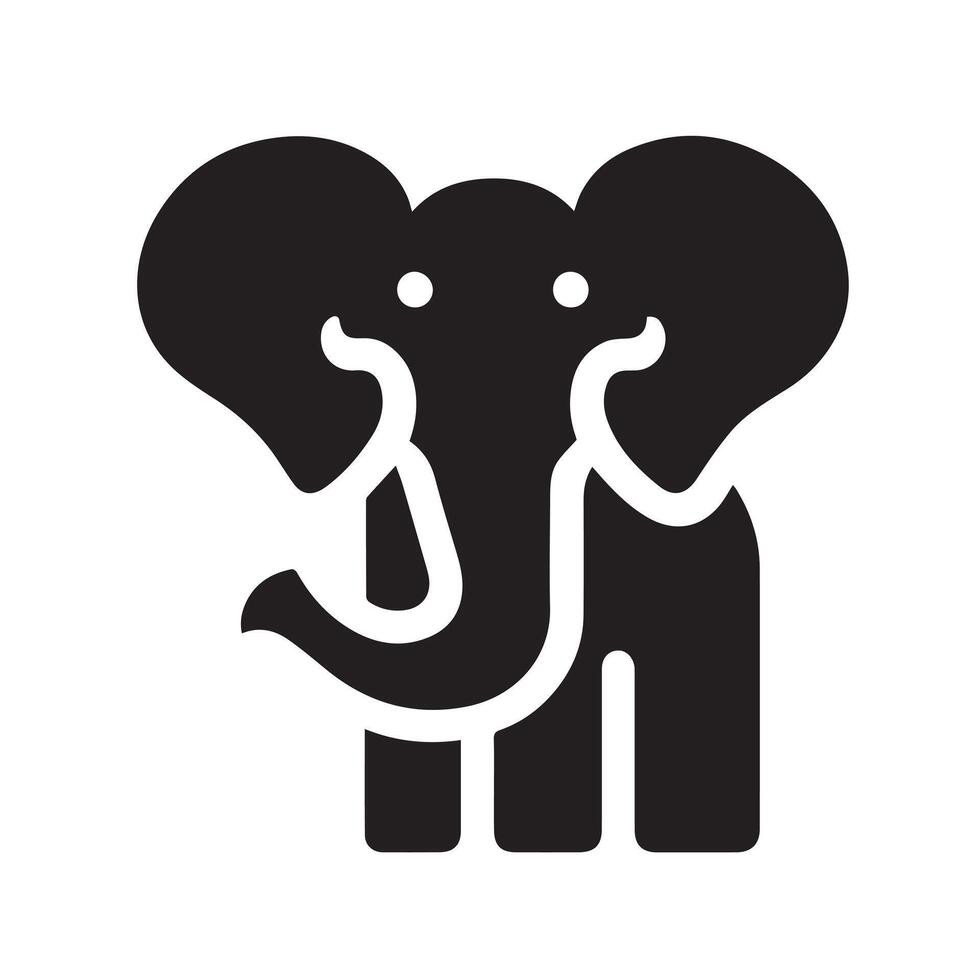 A bold, black silhouette of an elephant, perfect for representing strength, peace, or wildlife. vector