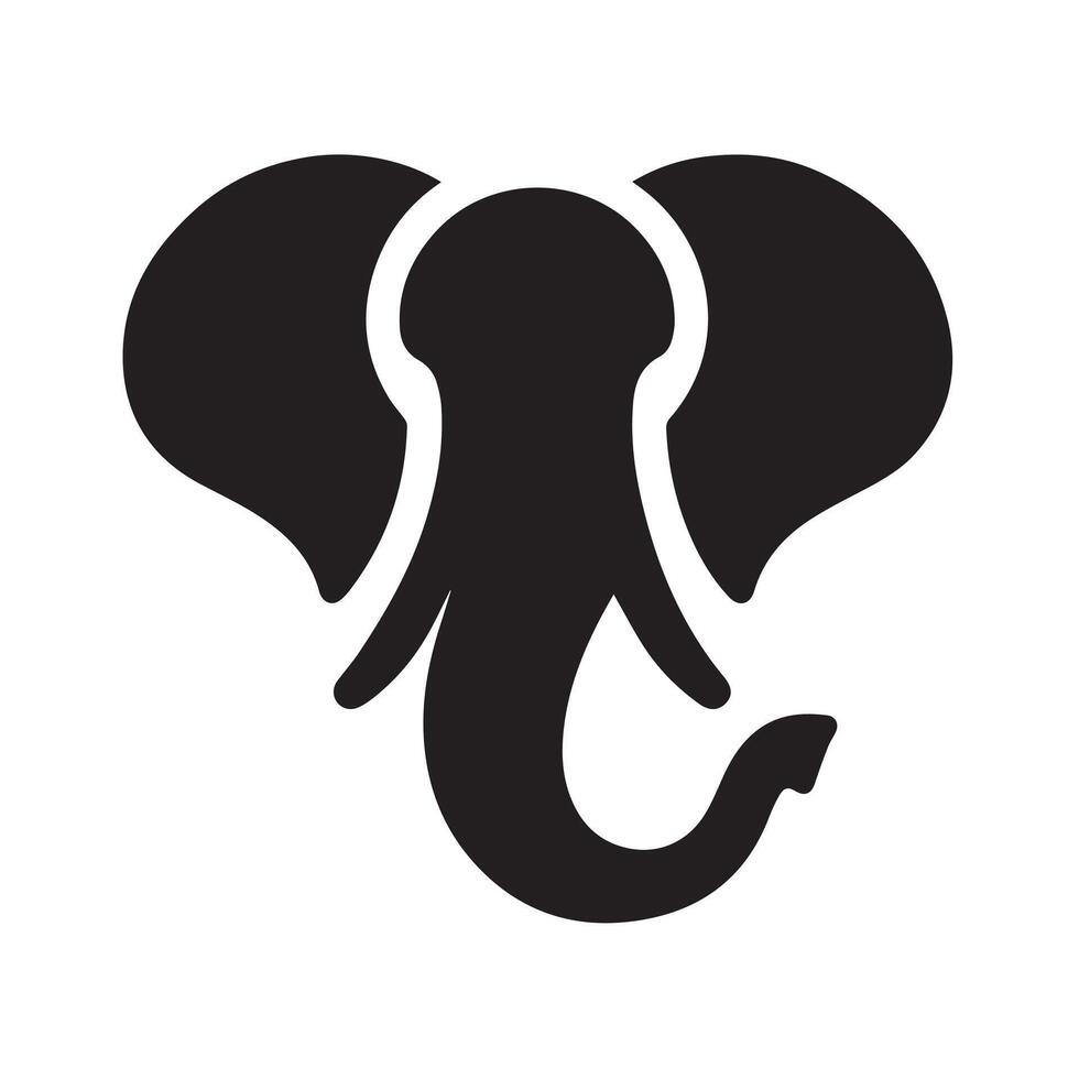 A bold, stylized silhouette of an elephant's head, perfect for logos, branding, or graphic design projects. vector