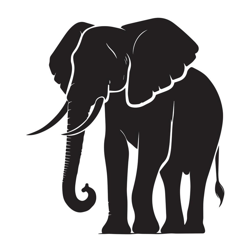 This bold, graphic silhouette of an elephant is perfect for representing strength, nature, or wildlife. vector