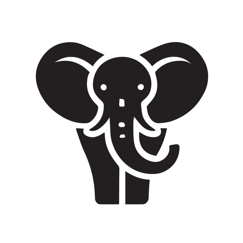 A striking black silhouette of an elephant, perfect for logo design, branding, or illustrative purposes. vector