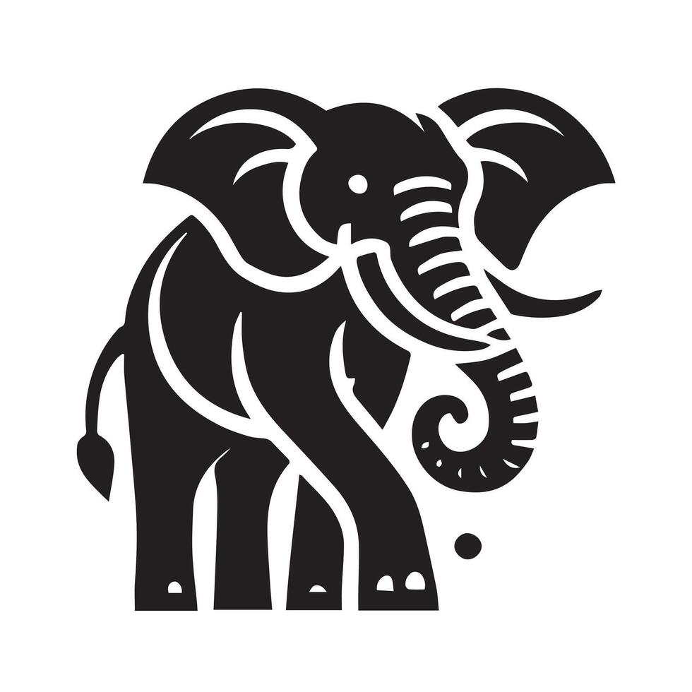 A strong, bold silhouette of an elephant, perfect for logos, emblems, or wildlife-themed designs. vector