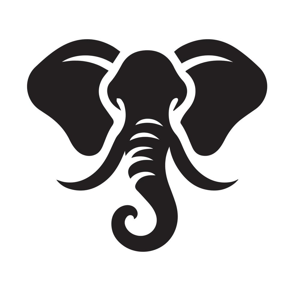 A bold, black and white silhouette of an elephant, presented in a vintage, graphic design style. vector
