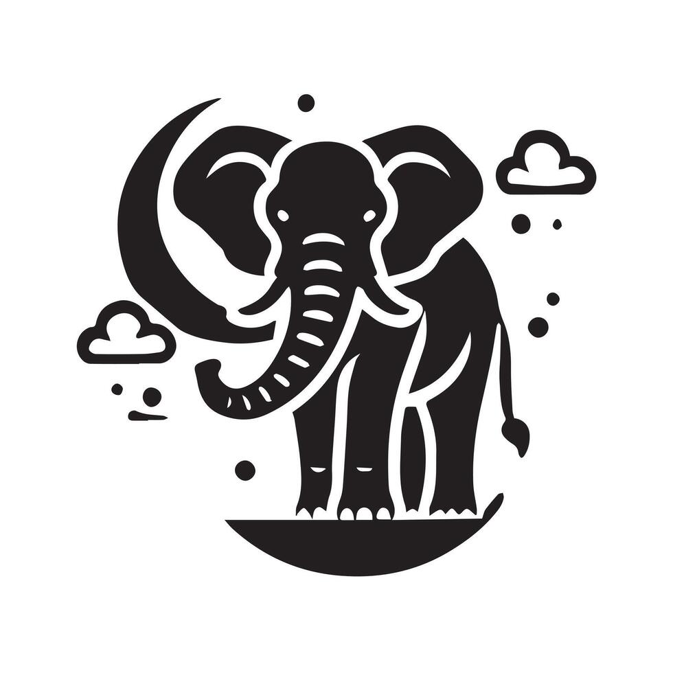 A stylized, black silhouette of an elephant's head, perfect for logos, branding, or graphic design projects. vector