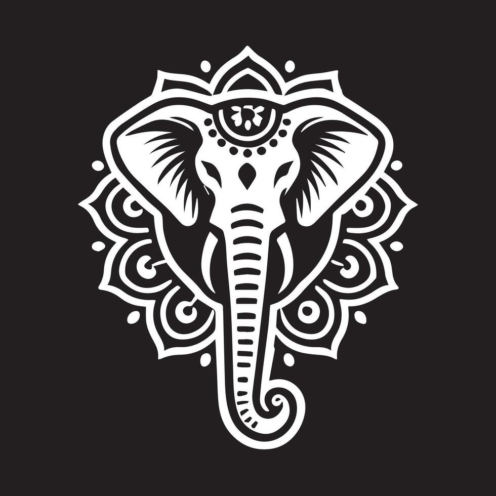 Black and White Elephant Design vector