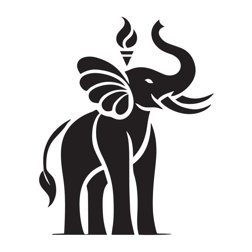 A bold, minimalist silhouette of an elephant's head. vector