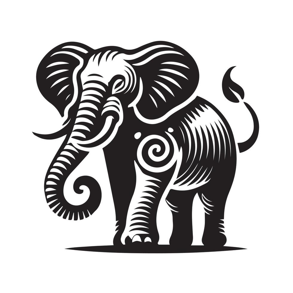 A powerful silhouette of an elephant mother and her calf, creating a sense of strength, family, and wildlife. vector