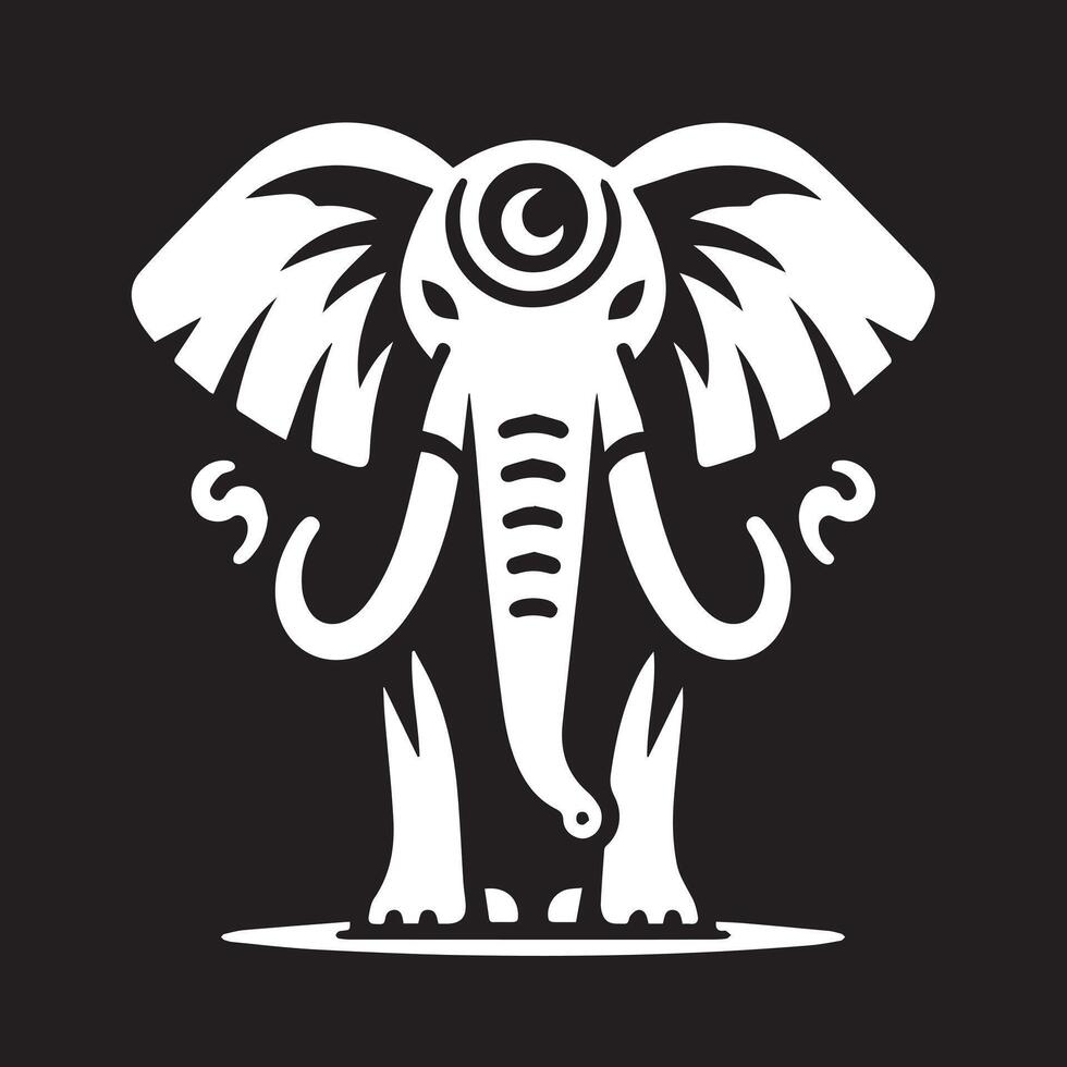 Stylized Black and White Elephant Silhouette vector