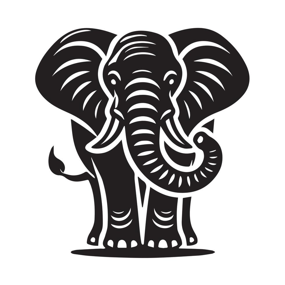 Elephant Silhouette Standing on a Platform vector