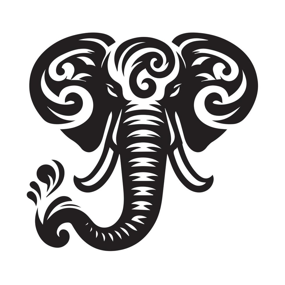 Ornate Black and White Elephant Design vector