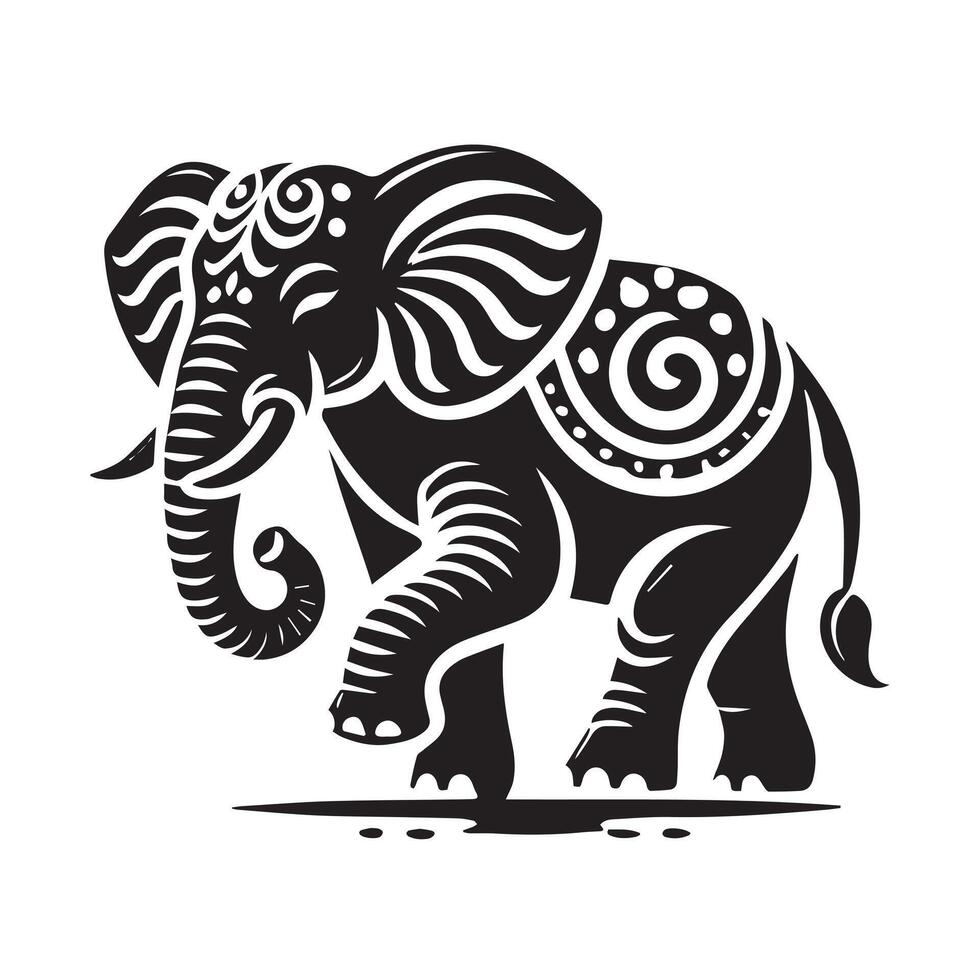 Elegant Black and White Elephant Logo Design vector