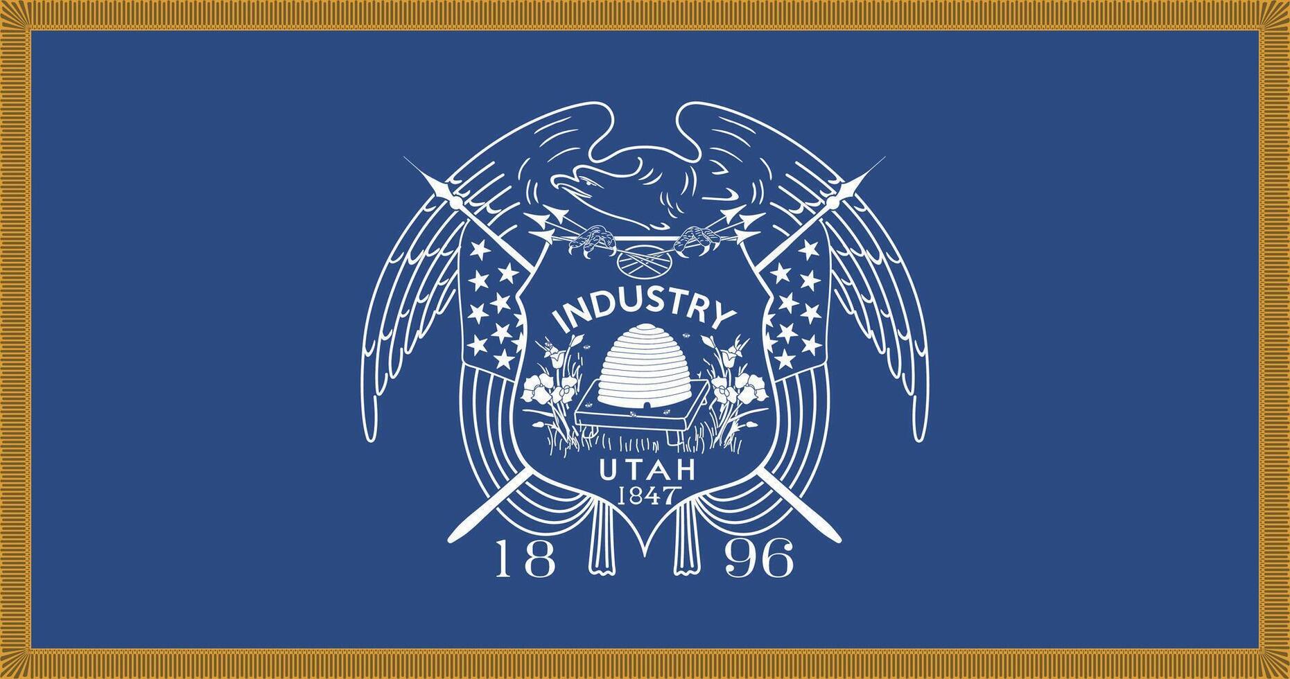 Utah's First Official State Flag 1910-1913 Flag Illustration Premium Quality vector