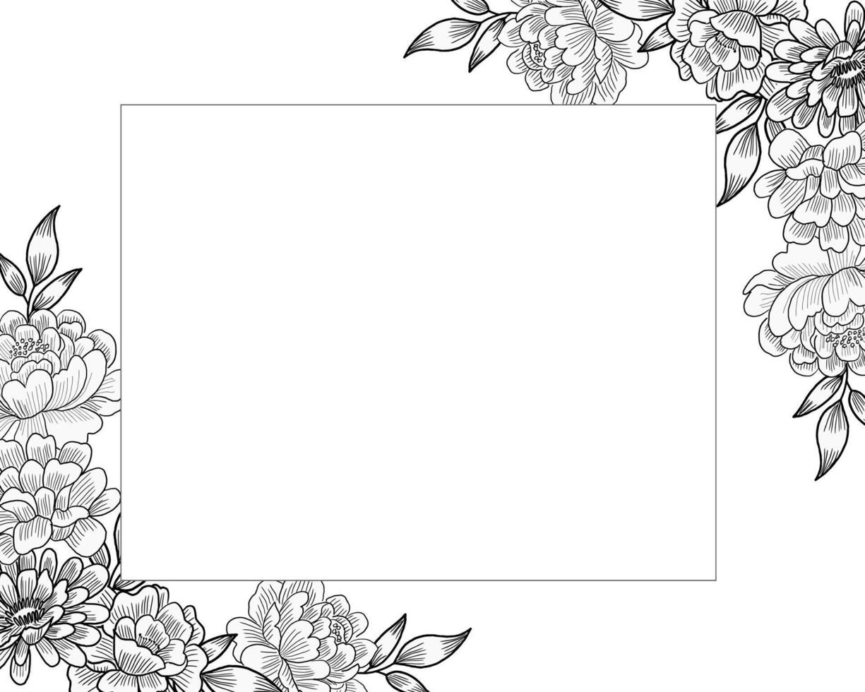 Hand Drawn Dahlia and Rose Flower Border vector