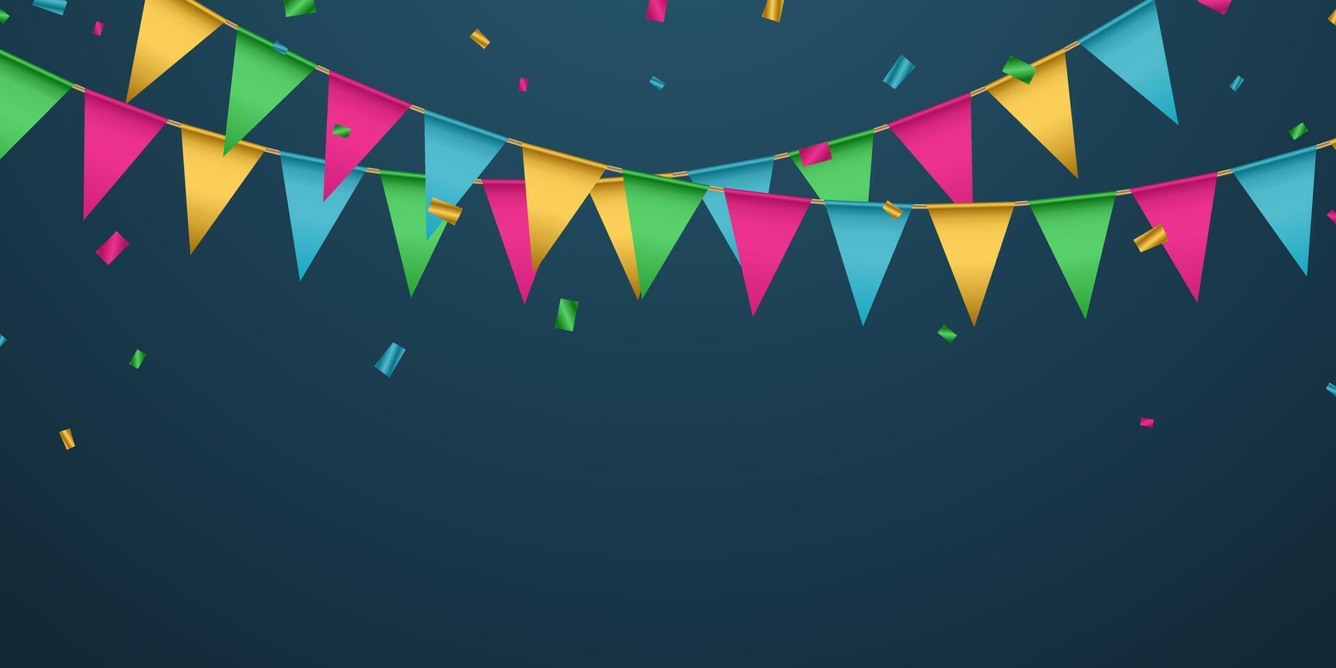 Colorful party garlands on a dark background vector