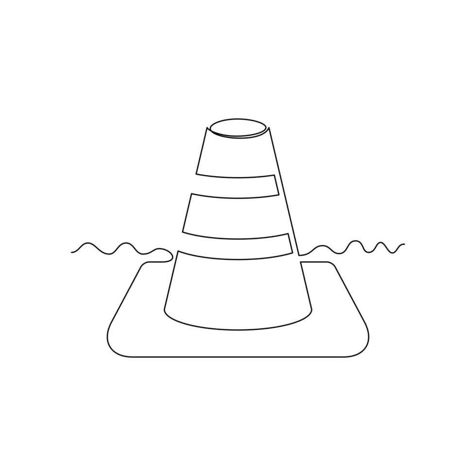 traffic cone line icon in continuous line style. line art, one continuous line, simple, hand drawn and sketch concept. for icons, symbols, signs or logos vector
