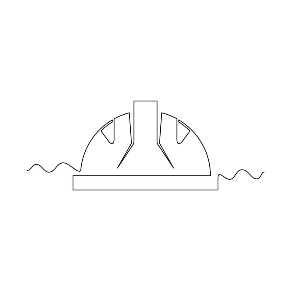 construction helmet line icon in continuous line style. line art, one continuous line, simple, hand drawn and sketch concept. for icons, symbols, signs or logos vector