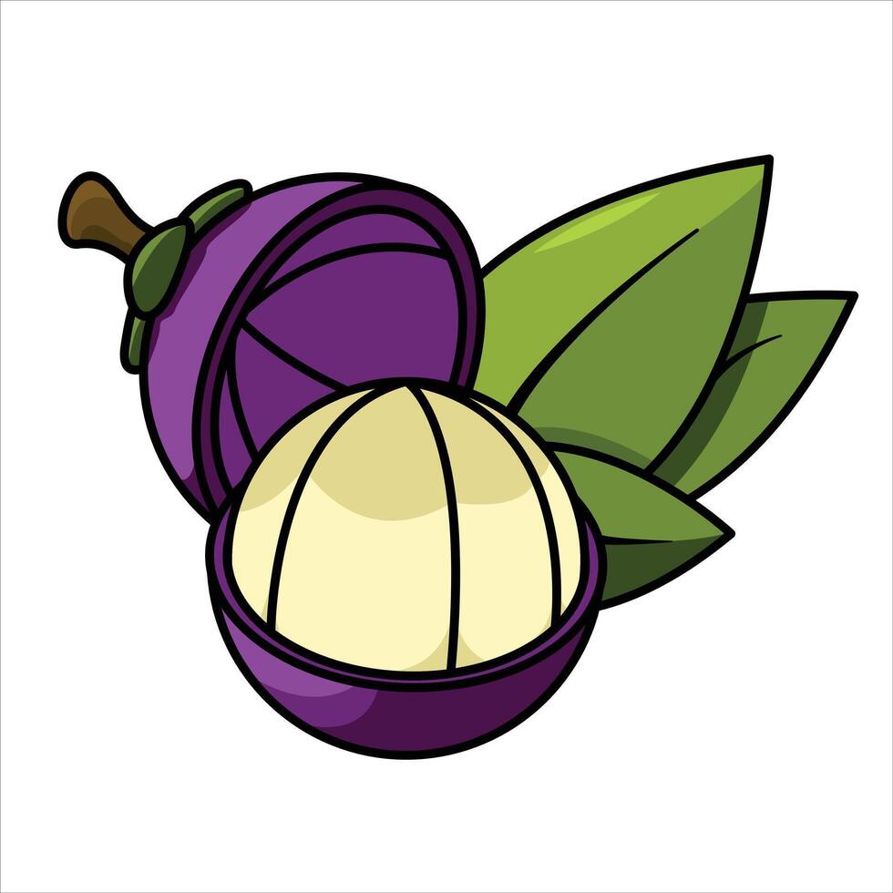 An illustration of a purple fruit with leaves vector