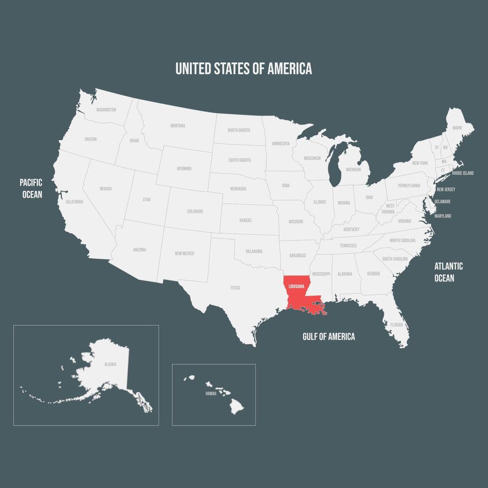Red Map of Louisiana vector