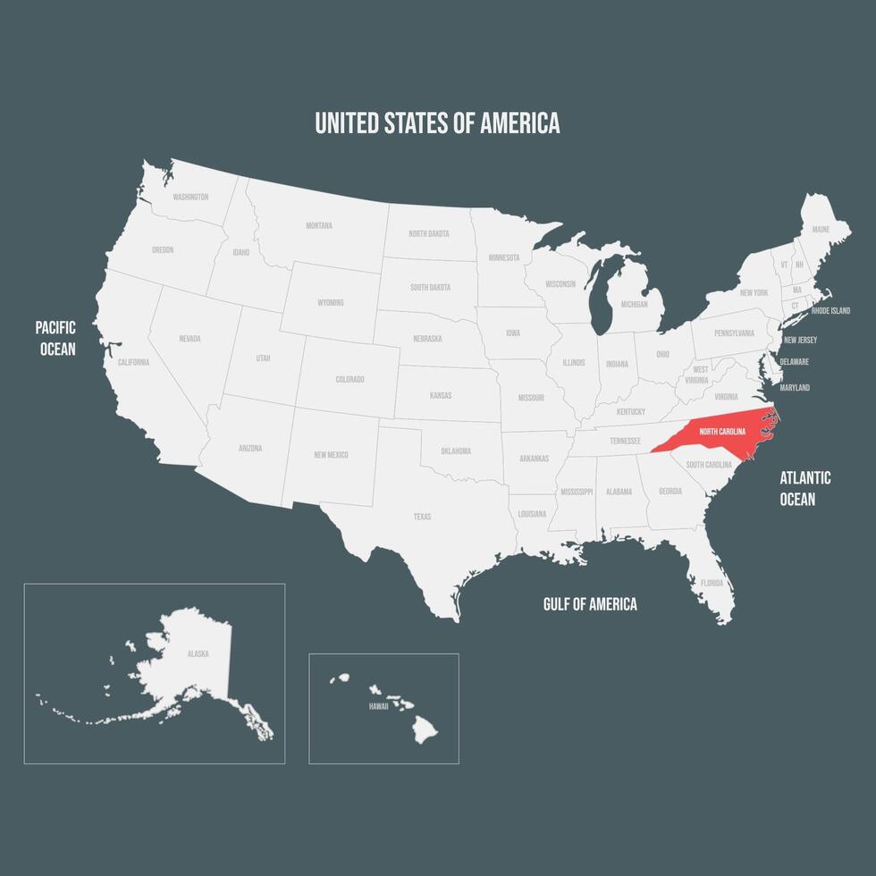 Red Map of North Carolina vector
