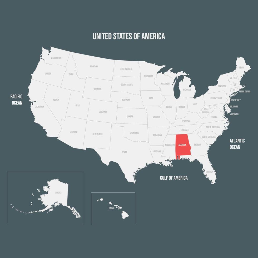 Red Map of Alabama vector