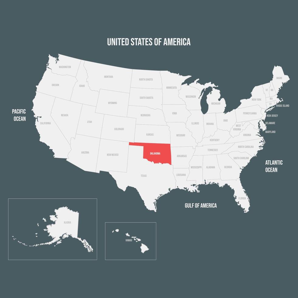 Red Map of Oklahoma vector