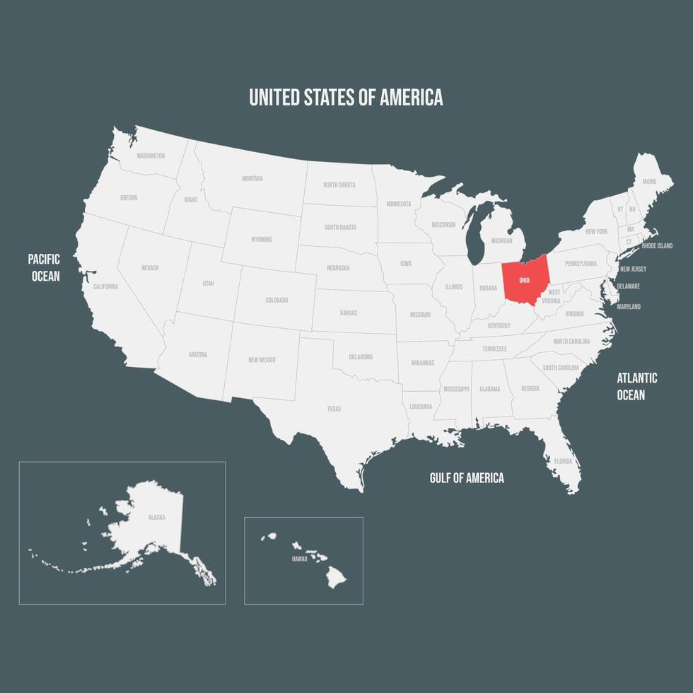 Red Map of Ohio vector