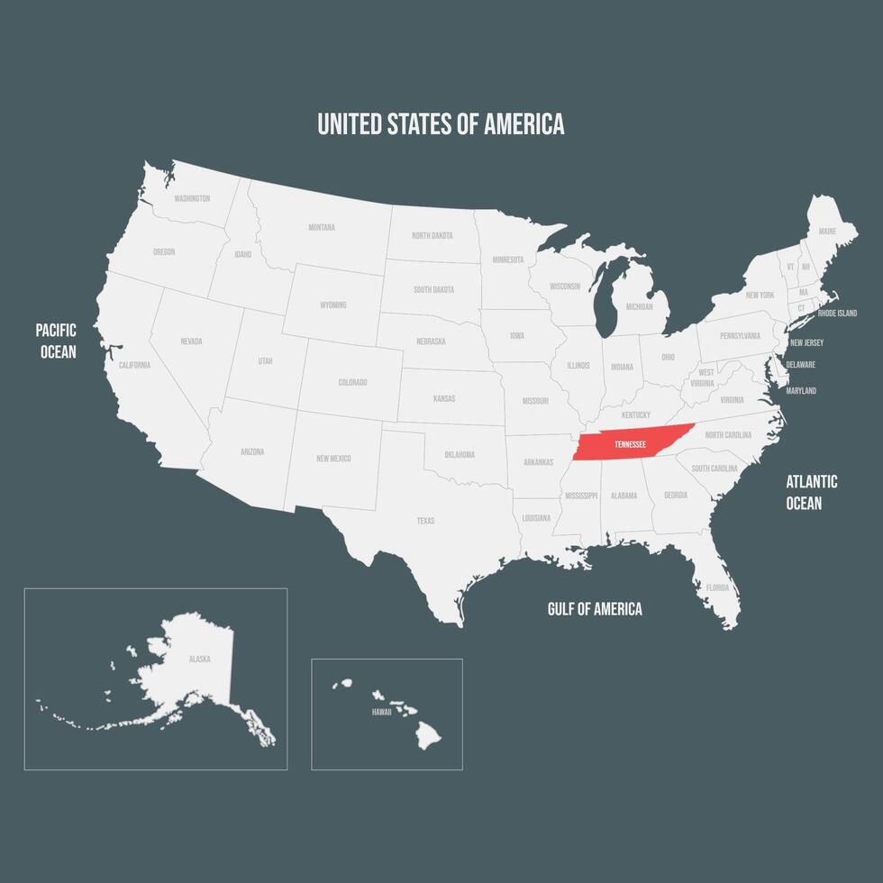 Red Map of Tennessee vector