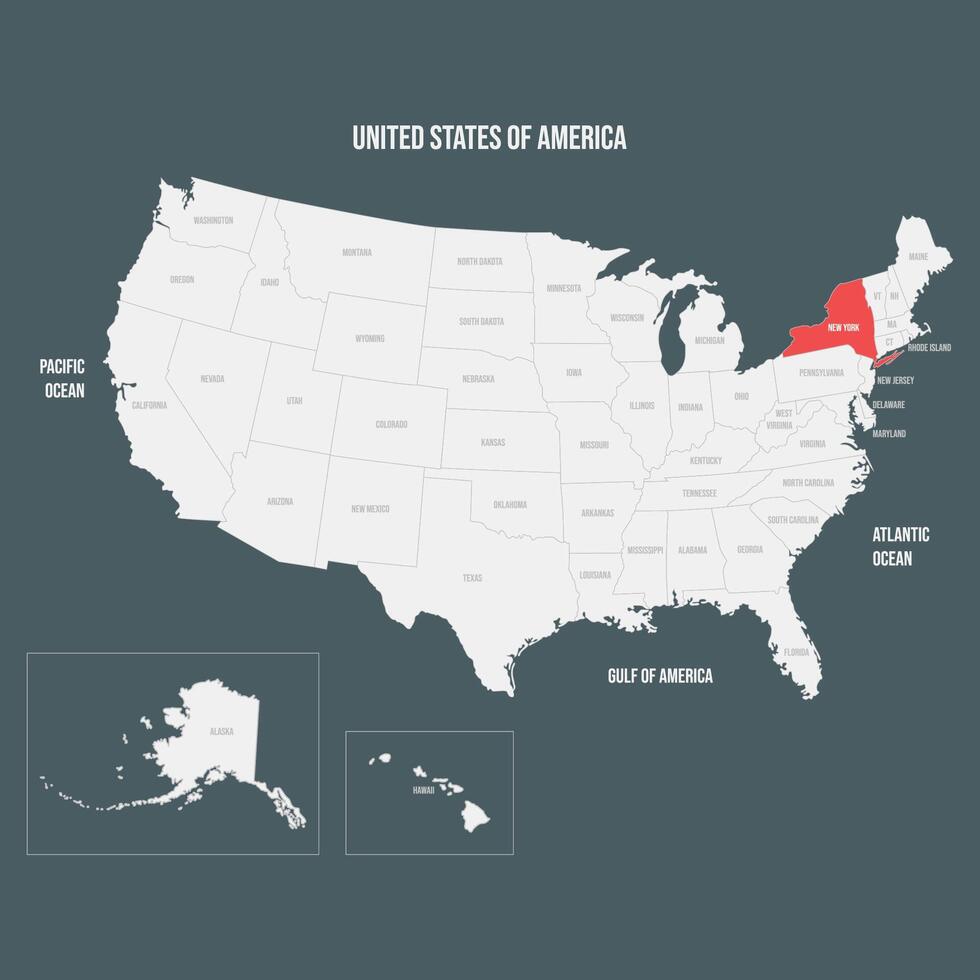 Red Map of New York vector