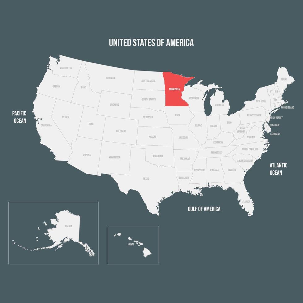 Red Map of Minnesota vector