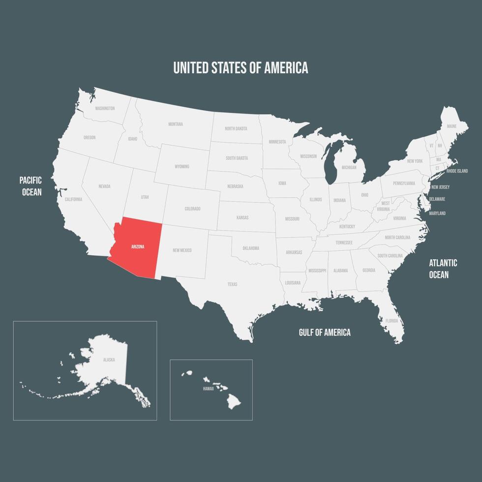 Red Map of Arizona vector