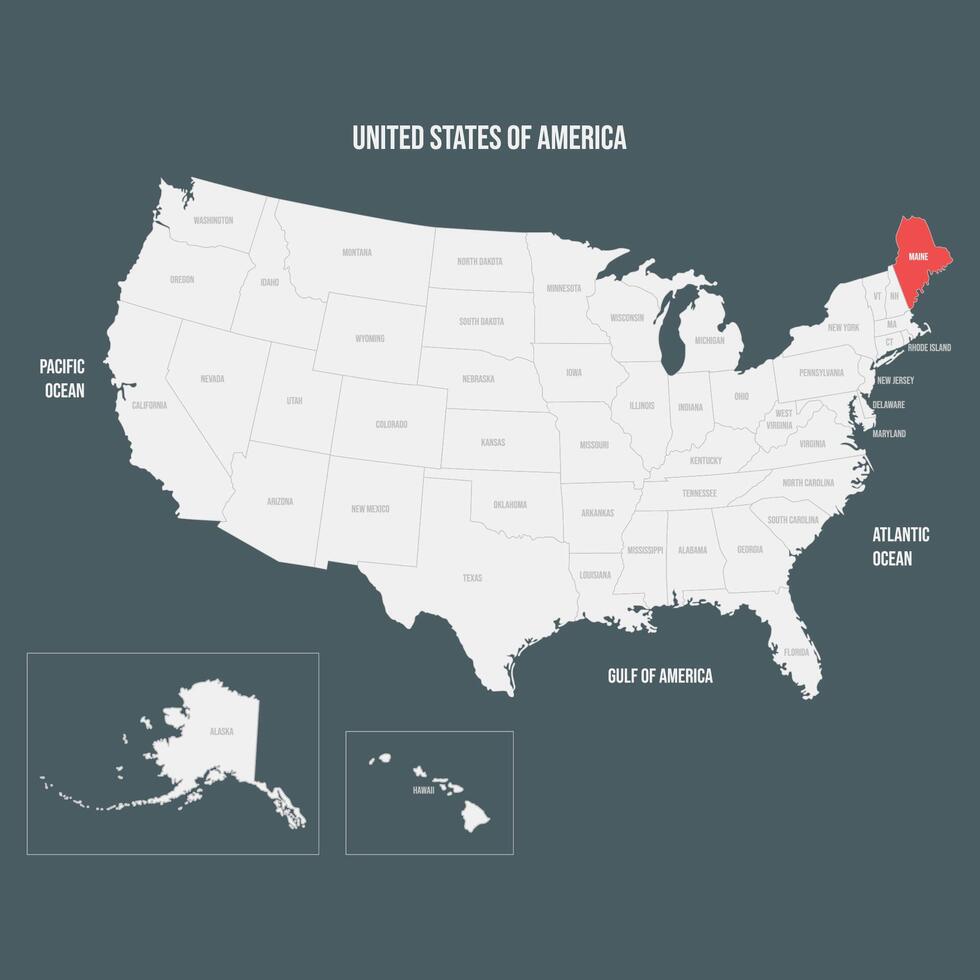 Red Map of Maine vector