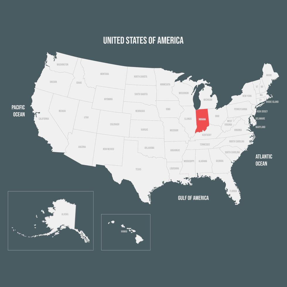 Red Map of Indiana vector