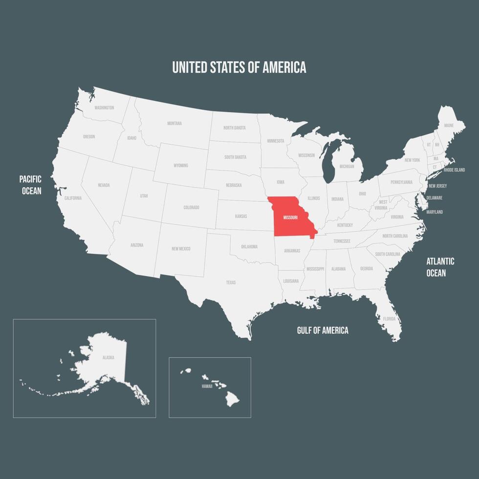 Red Map of Missouri vector