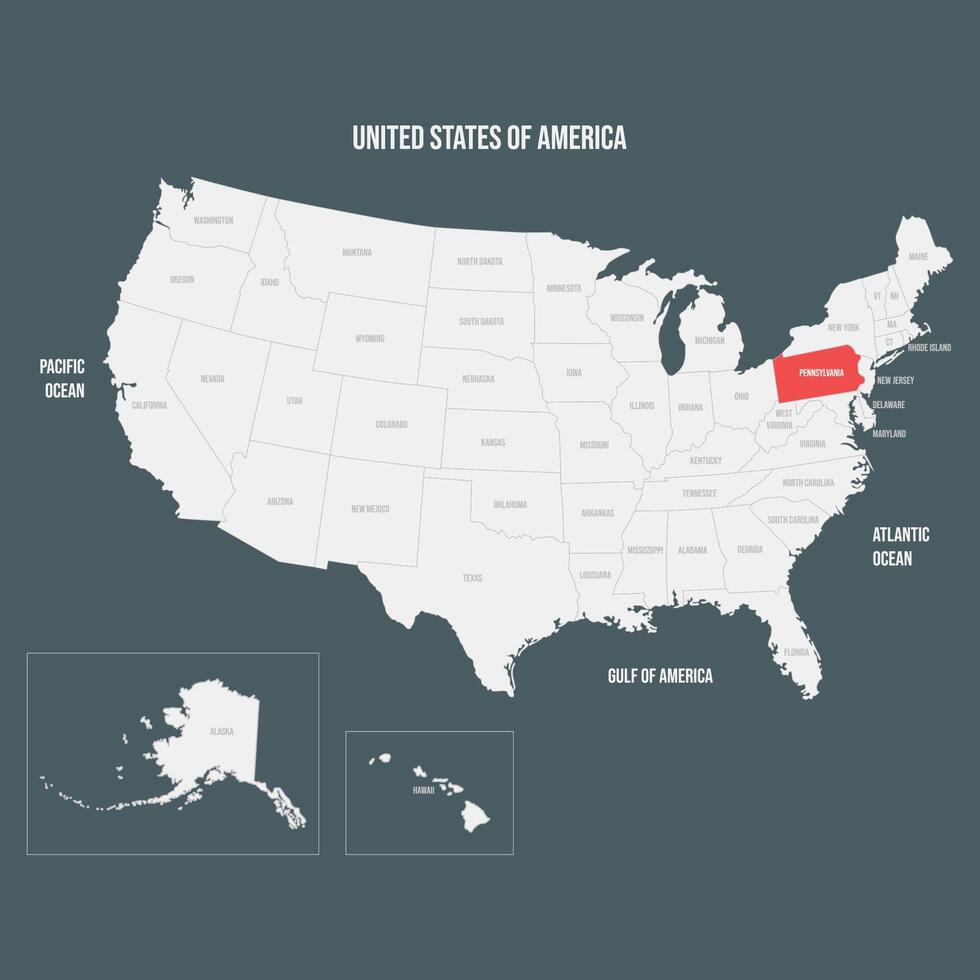 Red Map of Pennsylvania vector
