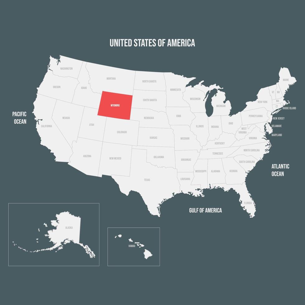 Red Map of Wyoming vector