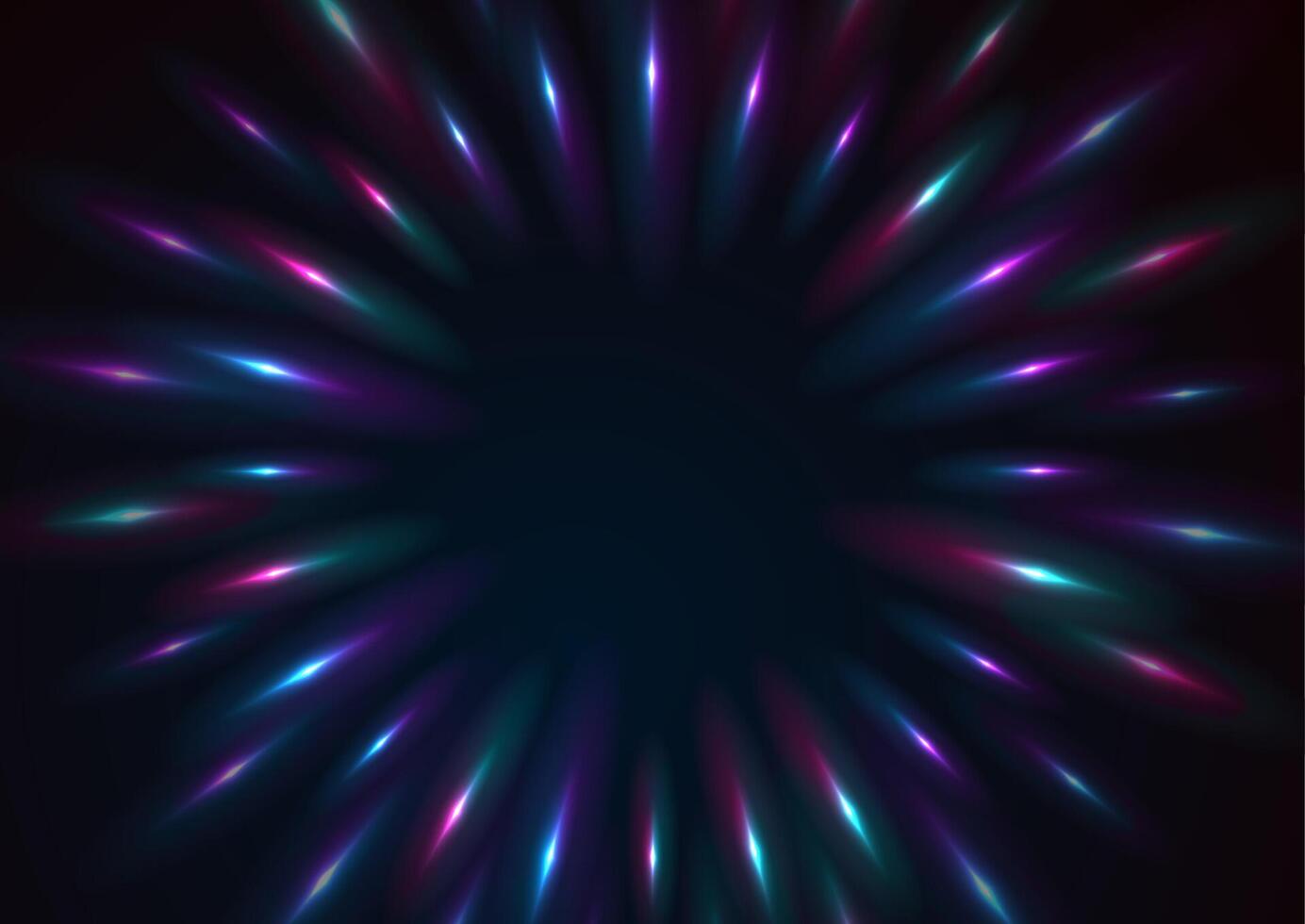 Blue purple neon round laser rays abstract tech background vector