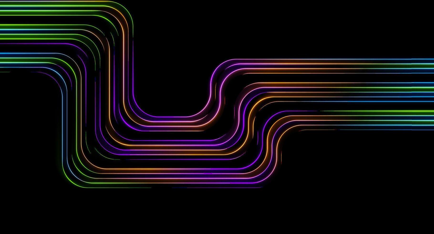 Colorful neon lines abstract geometric tech background vector