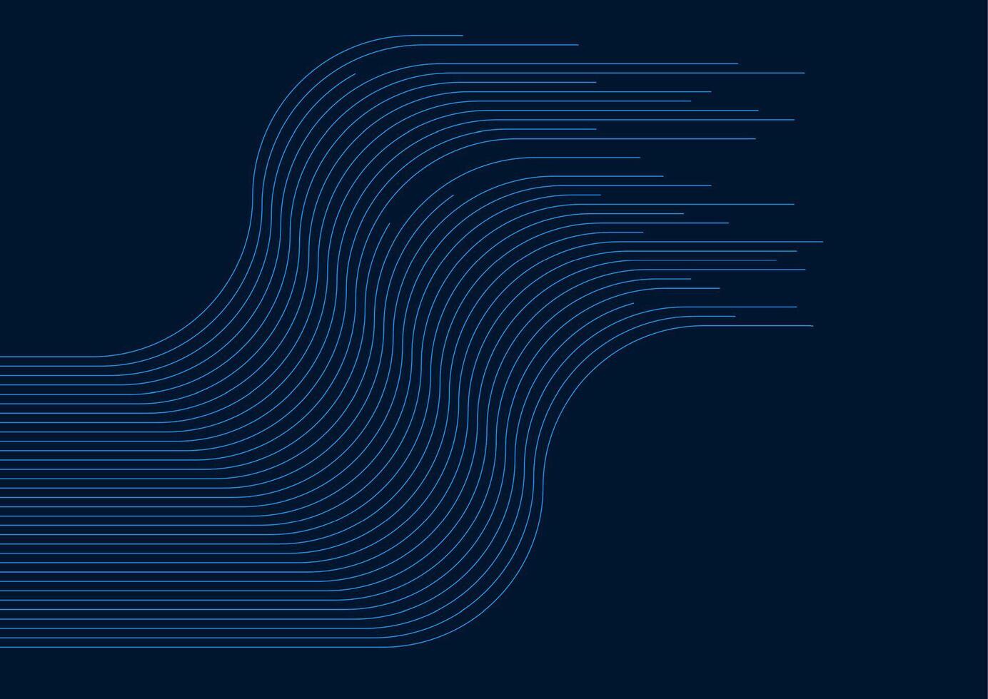Dark blue curved geometric lines tech abstract background vector