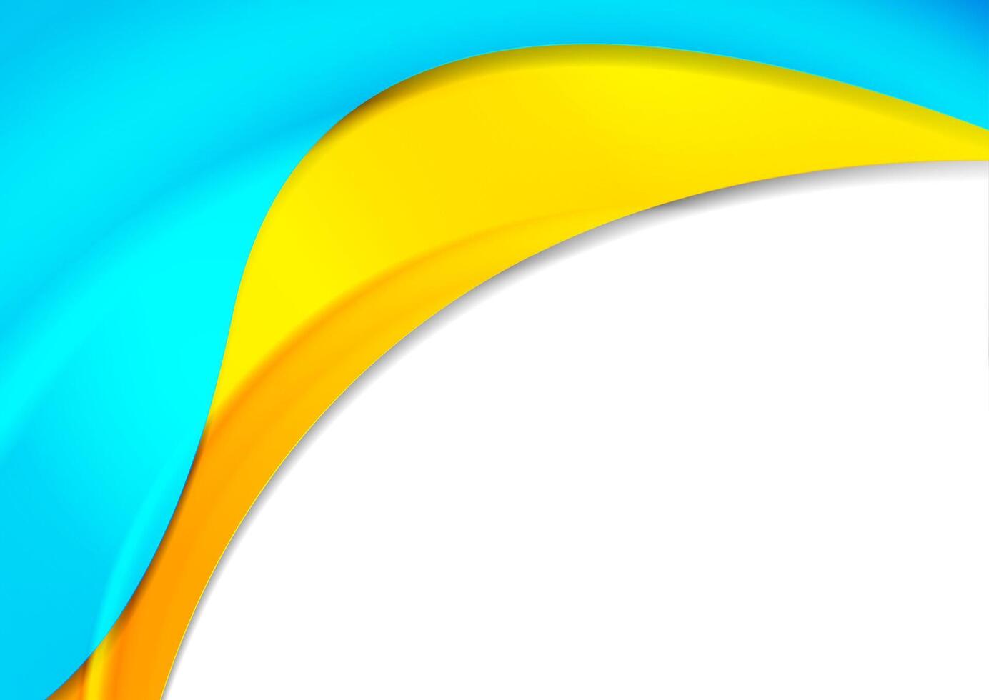 Bright blue yellow smooth waves abstract elegant background vector