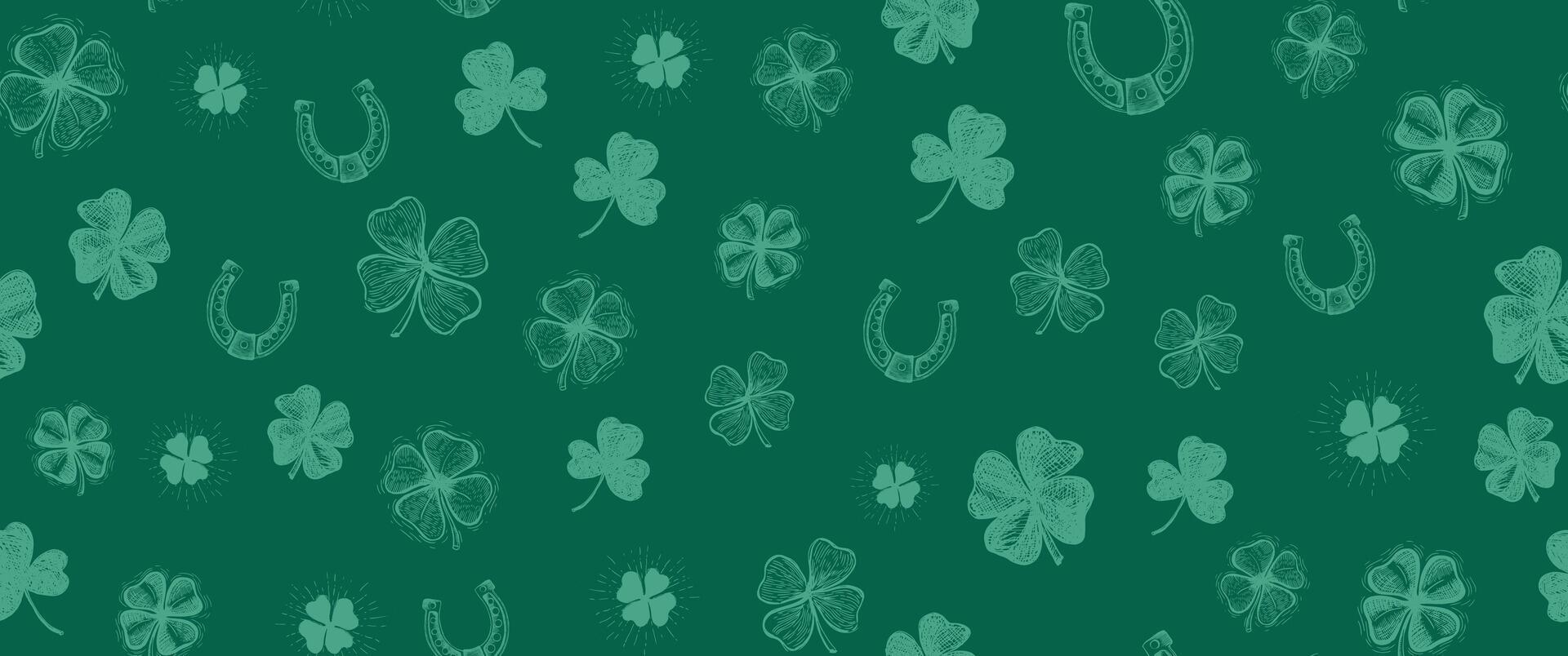 Patricks Day, clover pattern. Hand drawn illustrations vector