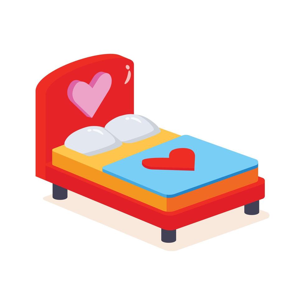 Get this amazing icon of romantic bed in modern style. vector