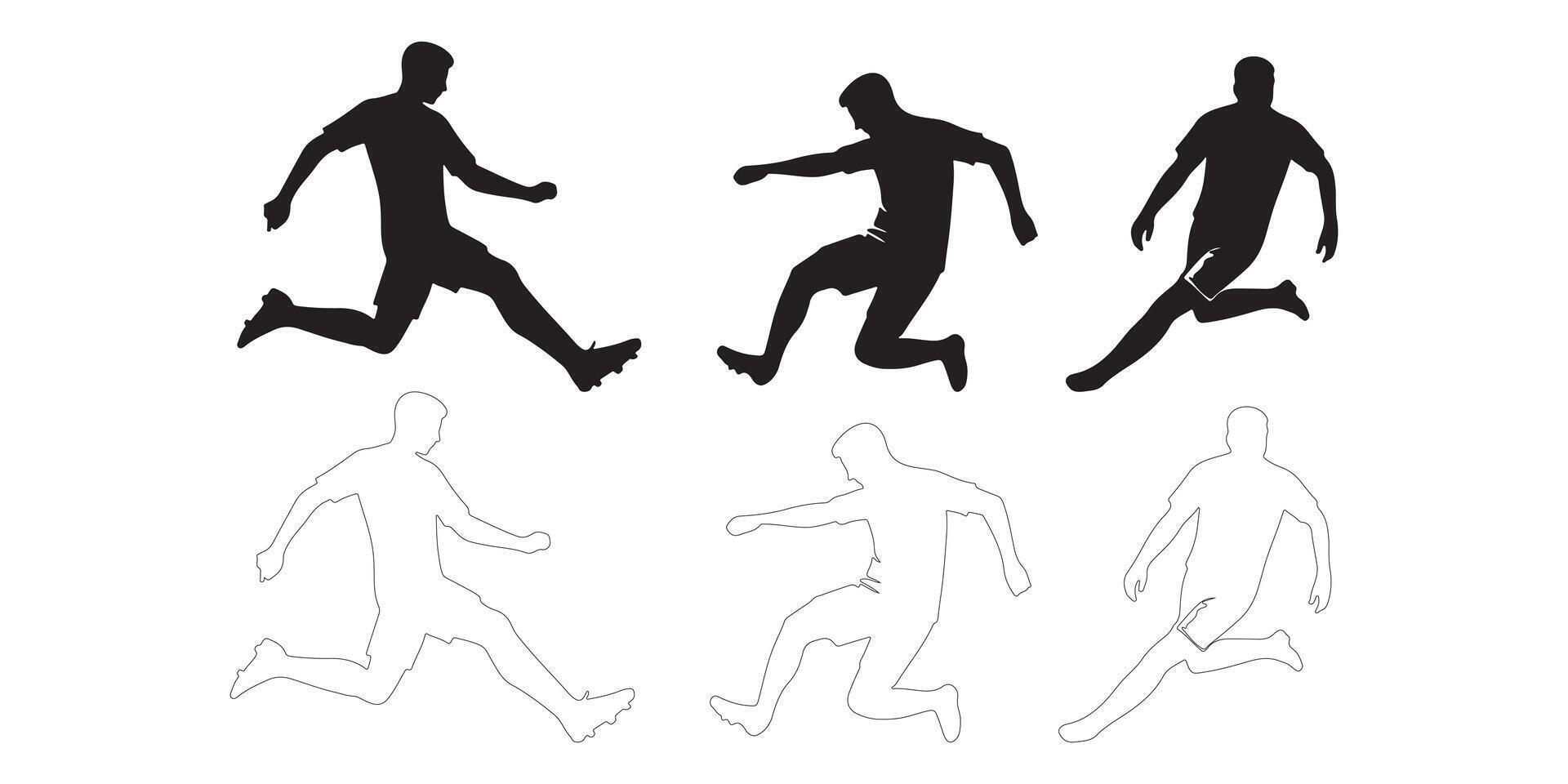 Soccer Player Silhouettes in Action vector