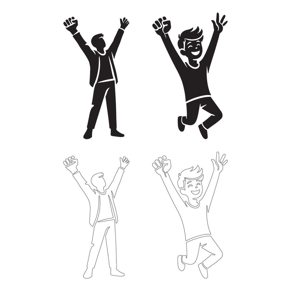 Happy Jumping People, Illustration Set vector