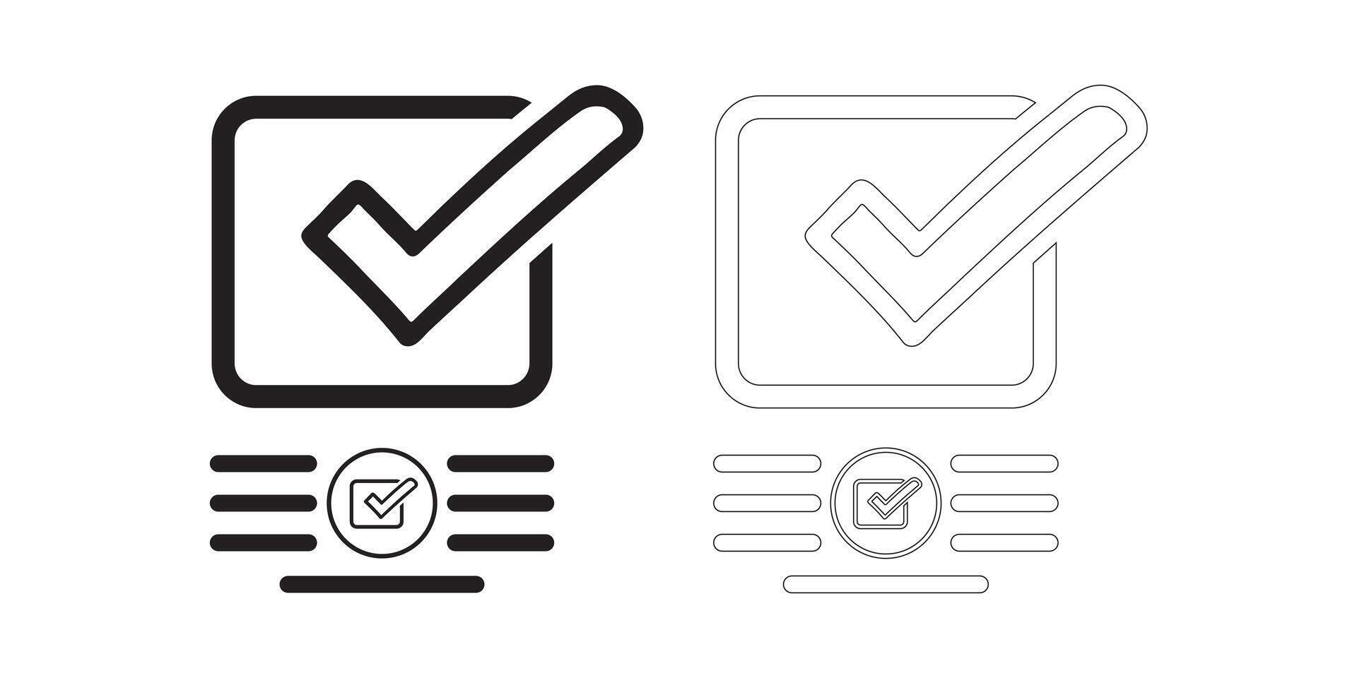 Simple Black and White Checkmark Icon Set vector