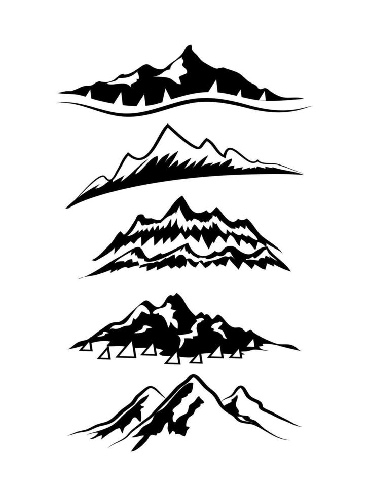 Snowy Mountain Peaks Art Design vector