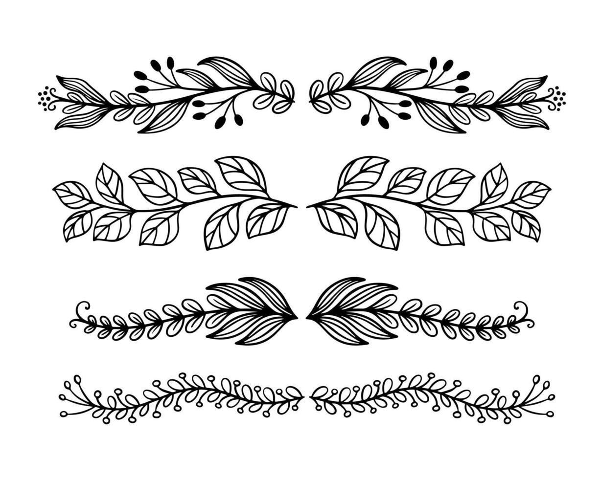 Hand drawn leaves outline illustration art design vector