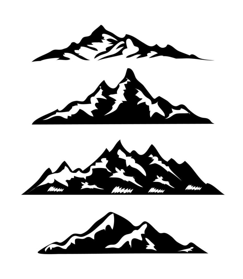 Snowy Mountain Peaks Design on White Background vector