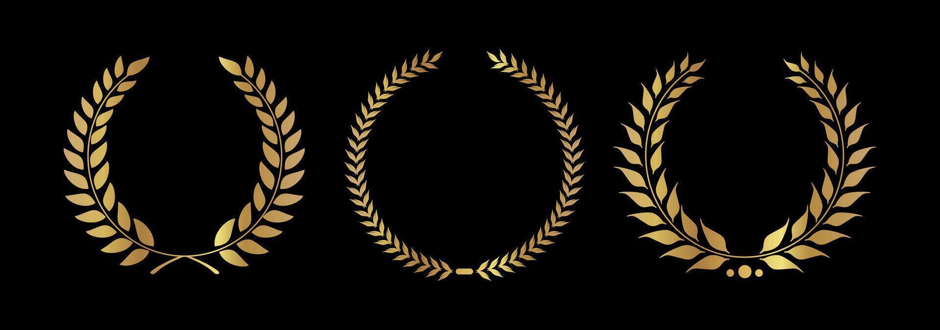 laurel wreath art design illustration on gold colour vector