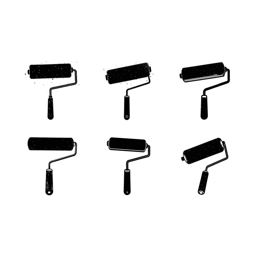 Paint Roller and Linocut Silhouette Design vector